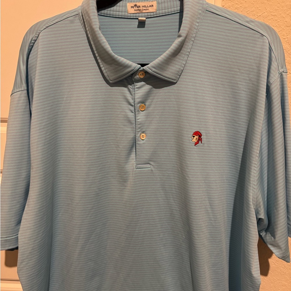 Peter Millar Blue Polo Shirt Textured Knit